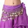 Chiffon Purole Belly Dance Scarf With Dangling Gold Coins Belt Skirt 158 Coins