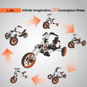 KidRock Buildable Kit 20 in 1 Kids Go Kart Set, Suitable for 1 to 8 Years Old, Two Wheel Bike, Three Wheel Bike, Go Kart, Sit/Stand Scooter, etc. Most