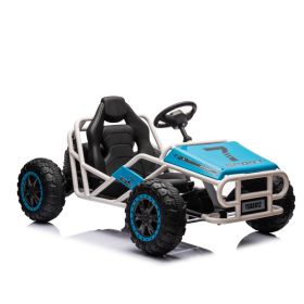 Blue, 24V Ultimate Go-Kart, Ride On Toy for Big Kids Ages 6+, 2x200W Powerful Motor, 6MPH Outdoor/Off road/Dirt Road Electric Car, Wide Seat, Metal Fr