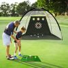 10x7FT Golf Practice Net Golf Training Aids Driving Hitting Nets with Tri-Turf Golf Mat Target Cloth 10 Golf Balls 7 Golf Tees 2 Rubber Golf Tee Holde