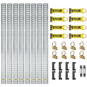 VEVOR E Track Tie-Down Rail Kit, 34PCS 5FT E-Tracks Set Includes 8 Steel Rails & 2 Single Slot & 8 O Rings & 8 Tie-Offs w/D-Ring & 8 End Caps, Securin