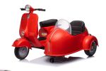 12V LICENSED Vespa Scooter Motorcycle with Side Car for kids, Red