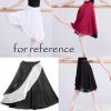 Women 2-Layer Reversible Chiffon Wine Red Black Ballet Skirt Waist Tie Long Dance Wrap Skirt, 58cm