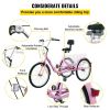 VEVOR Tricycle Adult 26'' Wheels Adult Tricycle 7-Speed 3 Wheel Bikes For Adults Three Wheel Bike For Adults Adult Trike Adult Folding Tricycle Foldab