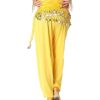 Chiffon Yellow Belly Dance Scarf With Dangling Gold Coin Belt Skirt 158 Coins