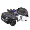 12V Kid Ride on Police Car with Parental Remote Control, Battery Powered Electric Truck with Siren, Flashing Lights,Music, Spring Suspension, Black