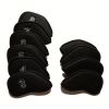 10pcs New High Quality Meshy Golf Iron Covers One Sided Numbers Right Hand Golf Iron Club Head Covers Set 4; 5; 6; 7; 8; 9; P; A; S; X Black