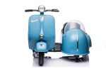 12V LICENSED Vespa Scooter Motorcycle with Side Car for kids, Blue