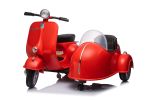 12V LICENSED Vespa Scooter Motorcycle with Side Car for kids, Red