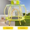 4FT Trampoline for Kids - 48" Indoor Mini Toddler Trampoline with Enclosure, Basketball Hoop and Ball Included, Arc Designed and Full Surrounded for E