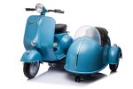 12V LICENSED Vespa Scooter Motorcycle with Side Car for kids, Blue