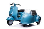 12V LICENSED Vespa Scooter Motorcycle with Side Car for kids, Blue