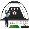 10x7FT Golf Practice Net Golf Training Aids Driving Hitting Nets with Tri-Turf Golf Mat Target Cloth 10 Golf Balls 7 Golf Tees 2 Rubber Golf Tee Holde