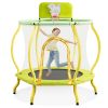 4FT Trampoline for Kids - 48" Indoor Mini Toddler Trampoline with Enclosure, Basketball Hoop and Ball Included, Arc Designed and Full Surrounded for E