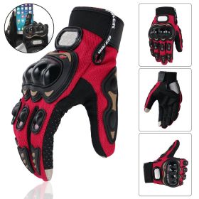 1 Pair Riding Tribe Touch Screen Motorcycle Gloves, Full Finger Hard Knuckle Safety Gloves Motos Luvas Motocross Protective Gear Racing Gloves (Color: Red, size: M)