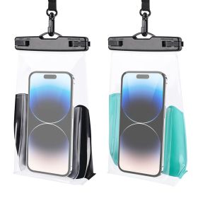 HAISSKY 2Pack Wave Design Large Capapcity Waterproof Phone Bag Swimming Surfing Earphone Cards Passport Keys Storage Pouch (Color: Black+green)