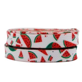 Weiou Manufacturer Wholesale Novel Design Support Custom Heat Transfer Printed Fruit Logo Sweet Strawberry Shoelaces (Color: #3771	White-red-black-green, Length: 160CM)