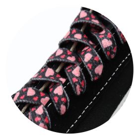 Weiou Printing Heat Transfer Shoelaces Amazon Supplier Polyester Shoelaces Flat Print Heart Shoe Strings (Color: #744 Black/Pink, Length: 120CM)