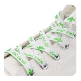 Weiou Manufacturer Sublimation Printed Logo Colorful Flat polyester cotton Custom Length And Width Hot Sale Shoe Laces (Color: #784 White-green, Length: 80CM)