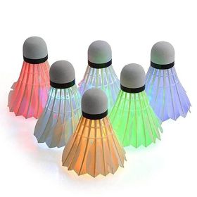 4/6 Pack LED Badminton Shuttlecocks; Colorful LED Goose Feather Glow Birdies Badminton Balls Shuttlecocks (Quantity: 6 Pack)