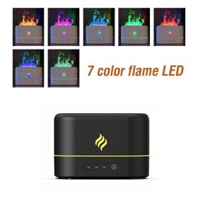 1pc Simulation Flame Ultrasonic Humidifier; Aromatherapy Diffuser; 7 Colors Lighting Diffuser; USB Free Filter Essential Oil Diffuser Air Freshener Fo (Color: Black)