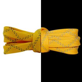 Weiou recommends new glamour laces every week 0.8cm wide 3M reflective laces Flat double stripe twill reflective design (Color: #4259	Yellow, Length: 140cm)