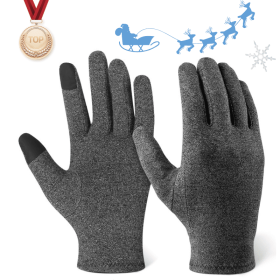 Winter Gloves Thermal Touch Screen Thermal Windproof Warm Gloves 1Pc Arthritis Gloves Woman Rheumatoid Magnetic Therapy Glove (Color: gray, Gloves Size: M)