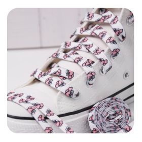 Weiou Hot Sale Polyester Double Layer Women White Flat Shoelaces Wide Shoelaces Flat Shoe Laces for Sneakers and Shoes (Color: #782 White-Pink, Length: 80CM)