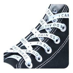 Weiou Custom Printed Color Fashionable Bulk Polyester Flat Shoelaces Flat Print Shoe Laces String With Plastic Buckle Ending (Color: #714 White-Black, Length: 160CM)