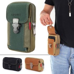 'HIM' Sport Belt Waist Canvas Bag (Direction: Horzontal, Color: Khaki)