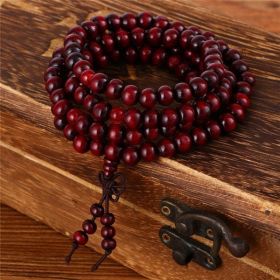 Trendy 8mm 108 Natural Wooden beads Tibetan Buddhist Meditation Bracelet For Men Women Bangles Jewelry (Metal Color: C)