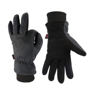 OZERO Winter Gloves -30¬∞F Cold Proof Deerskin Suede Leather Insulated Water-Resistant Windproof Thermal Glove for Driving Hiking Snow Work in Cold We (Color: Grey-Black-XL)