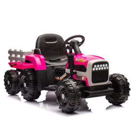 Ride on Tractor with Trailer,24V Battery Powered Electric Tractor Toy, 200w*2motor 1.86-4.97MPH/Remote Control,electric car for kids,Three speed adjus (Color: as Pic)